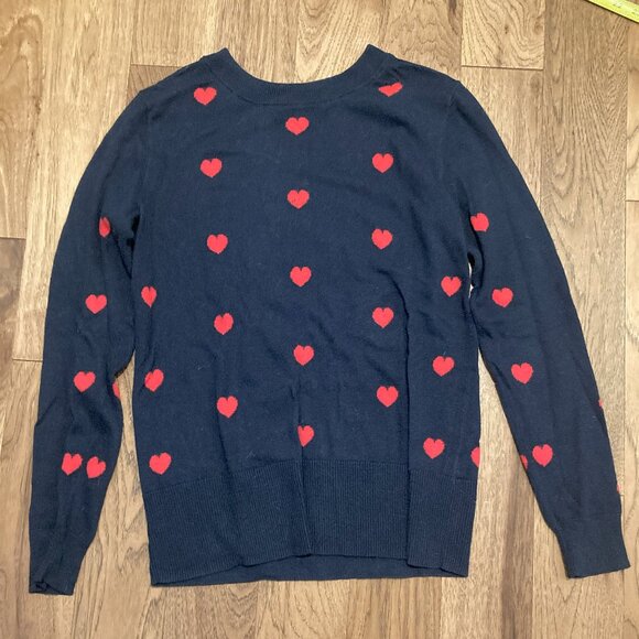 Women's GAP Navy with Hearts Sweater Size Small - Picture 4 of 5